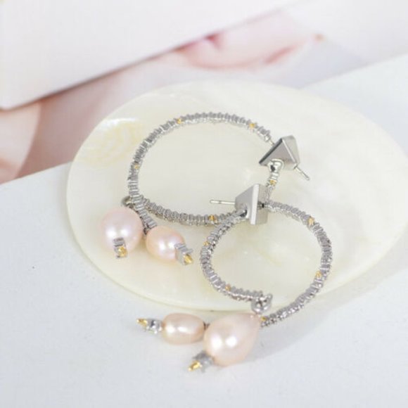 Alexis Bittar Baroque Pearl & Silver Hoop Earrings - Picture 5 of 10
